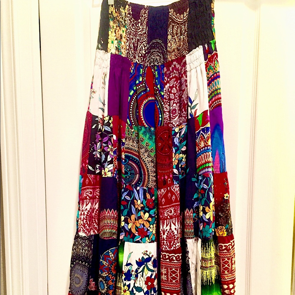 Patchwork long skirt
